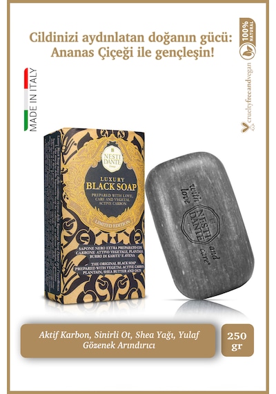 Nesti Dante Luxury Black Aktif Karbon Vegan Gözenek Sabun 250 G