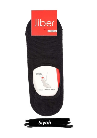 Jiber Erkek Pamuklu Likralı Babet Çorap 7108 - 12 Adet Siyah