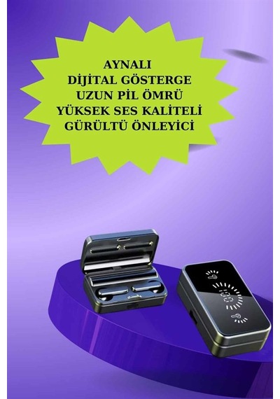 Powerbank Aynalı Bluetooth Kulaklık Ve Akıllı Saat Seti Anc Özelliği Dokunamatik
