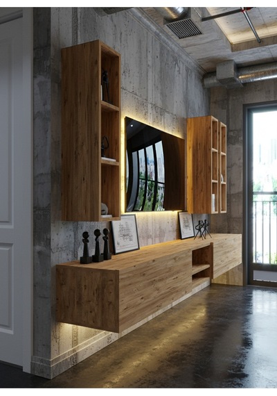 Resital Ledli Duvara Monte Tv Sehpası - Çam - W6003-6 Çam