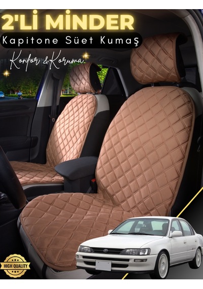 Toyota Corolla Efsane Kasa Uyumlu 2'li Süet Oto Koltuk Minderi Universal Oto Aksesuar A1 Kahverengi