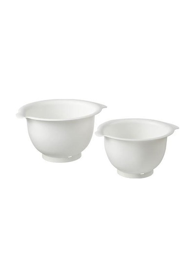 2 Parça Karıştırma Kabı, Beyaz Renk Meridyendukkan 22-26 Cm Kaydırmaz Alt Taban Çırpma Kabı