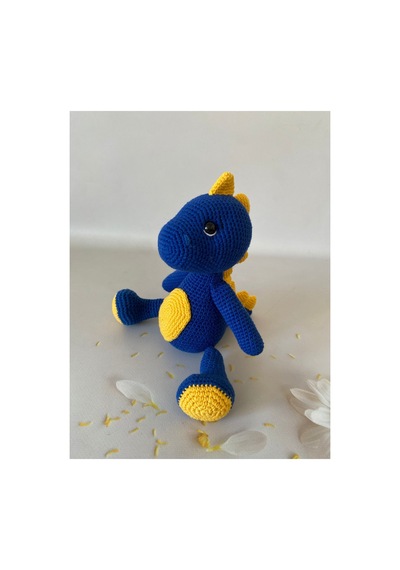Adenya Sepeti El Emeği Örgü Dinazor Taraftar Dino Fb Amiğgurumi Oyuncak Sarı - Lacivert