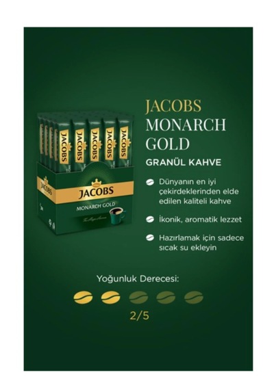 Jacobs Monarch Gold 30'lu 2gr Çözülebilir Kahve X 5 Paket Çözünebilir