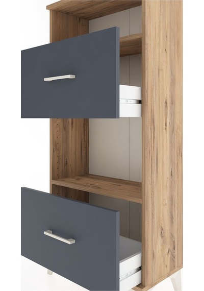 Hyperion Dolap 2 Raflı 2 Çekmeceli 60x44x134 Çam-antrasit Çam