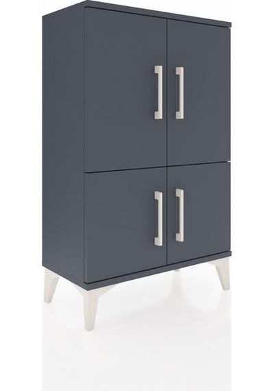 Arges Komodin 2 Raflı 4 Kapaklı 60x30x96 Antrasit-antrasit Antrasit