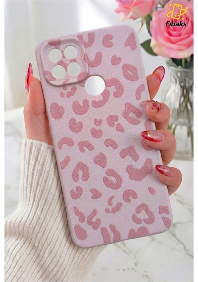 Fibaks Oppo A15/a15s Uyumlu Kılıf Pembe Leopar Şık Tasarımlı Premium İnce Soft Silikon