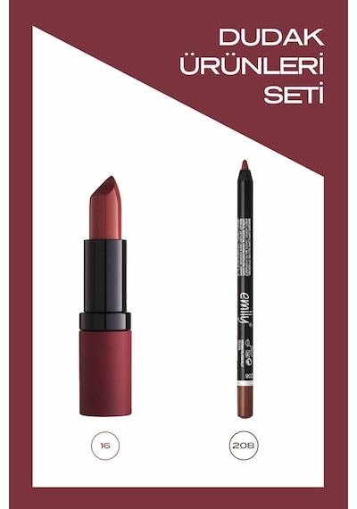 Golden Rose Velvet Matte Lipstick 16 + Emily Dudak Kalemi 208