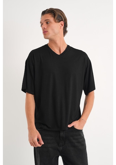 Alexander Gardi Alexandergardı V Yaka Oversize T-shirt E24-742a Siyah