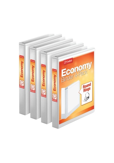 Economy 3 Halka Bağlayıcı, 1 İnç, Sunum Görünümü, Beyaz, 225 Yaprak Tutar, Yapışmaz, Pvc İçermez, 4 Paket Bağlayıcı 79510