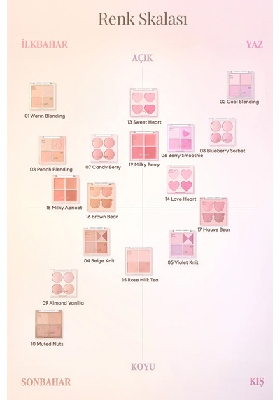 Dasique Karıştırılabilir Renklere Sahip 4 Lü Allık Paleti Blending Mood Cheek 02 Cool Blending 02 Cool Blending