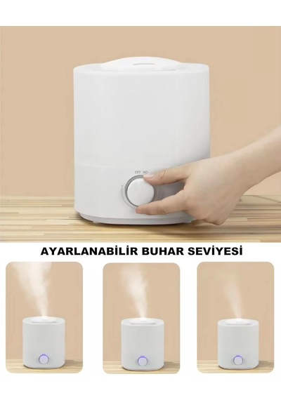 2.5 Lt Hava Nemlendirici Buhar Makinesi Ultrasonik Difüzör Oda Nemlendirici Hava Nemlendiricisi Ortam Nemlendirici 7 Renkli Ledli Nemlendirici Beyaz