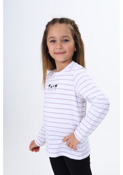 Toontoy Kids Toontoy Kız Çocuk Çizgili Tişört Açık Lila