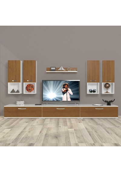 Decoraktiv Eko 8da Mdf Tv Ünitesi Tv Sehpası Beyaz - Ceviz
