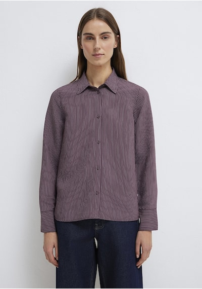 Mavi - Tencel Liyosel Karışımlı Çizgili Gömlek 1211374-91569 Mor
