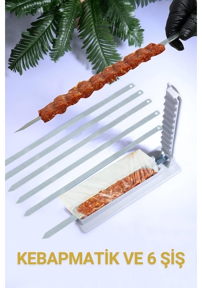 6 Adet Şiş Ve Kebapmatik Adana Urfa Kebap Kalıbı Aparatı Pratik Hızlı Kebap Makinesi Kutusu