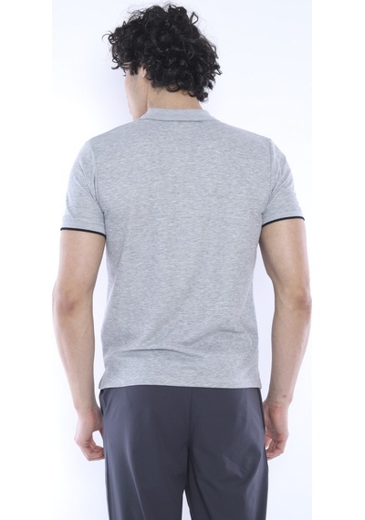 Escetic Erkek Spor G2 Melanj Polo Yaka Slim Fit T-Shirt-3345 Açık Gri Melanj