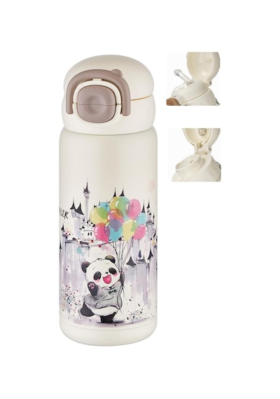 Dıller 600 Ml Tek Kapak Çift Kullanım Pipetli/pipetsiz Taşıma Kulplu Vacum Cup/çelik Termos -ff