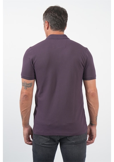 Mor Polo Yaka Kısa Kol Cepli Comfort Fit Pamuklu Tişört 1011260155 Mürdüm