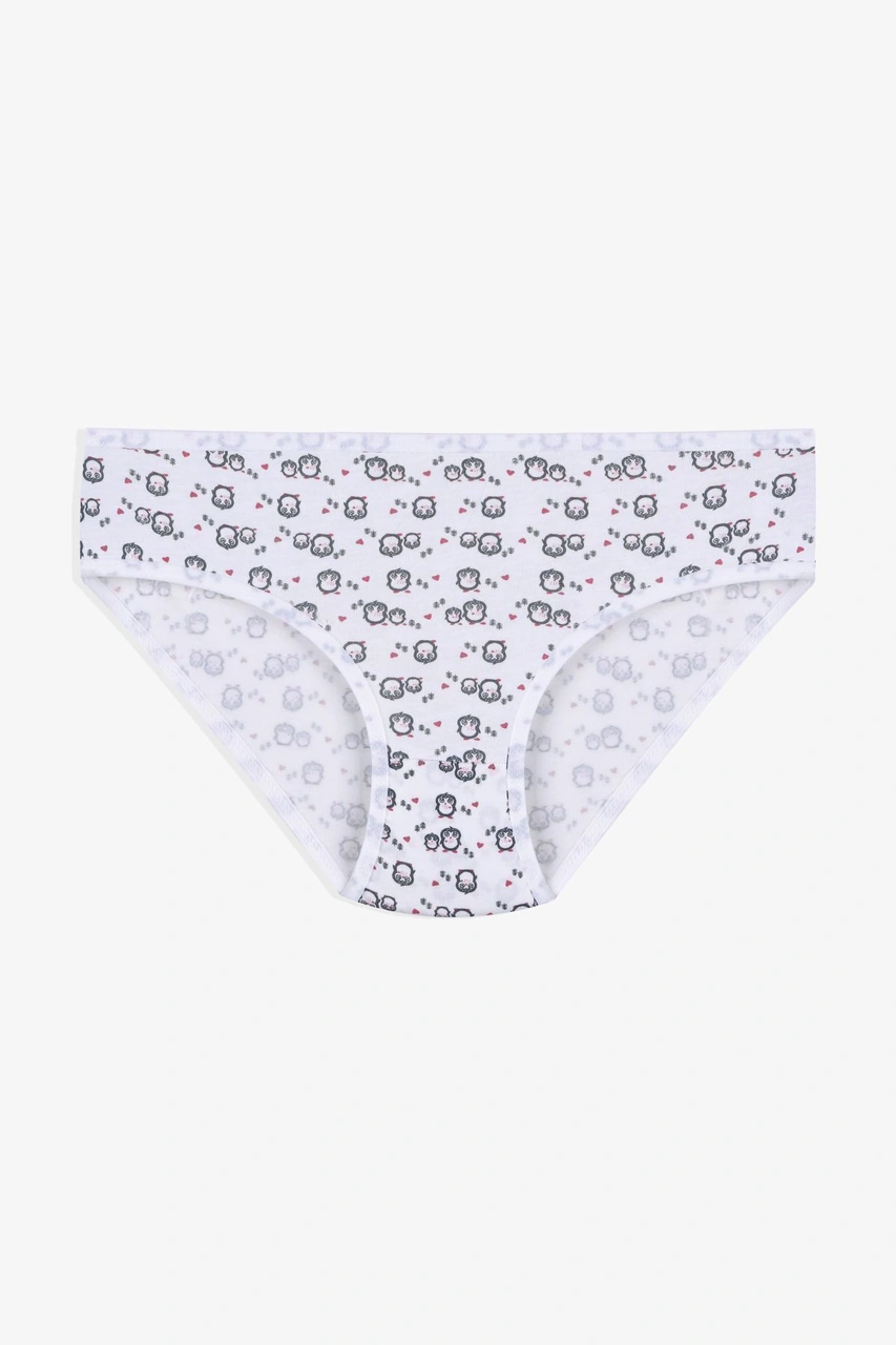 Koza İç Giyim Kız Çocuk 3'lü Penguen Desenli Slip 1050 Pembe - Beyaz