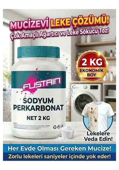 Fustaın Sodyum Perkarbonat 2 Kg - Çok Amaçlı Ağartıcı Ve Leke Çıkarıcı
