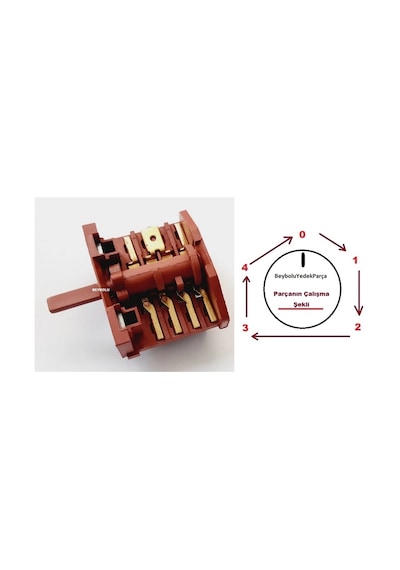 Luxell Lx-13575 Şalter , Fırın Kademe Anahtarı 4+4 Komutatör 4 Konum + Off