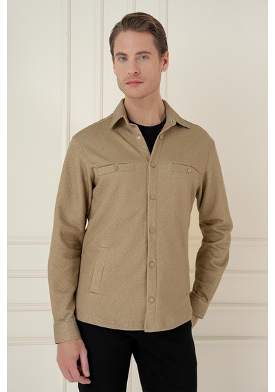 Efor G 1581 Slim Fit Camel Klasik Gömlek Camel