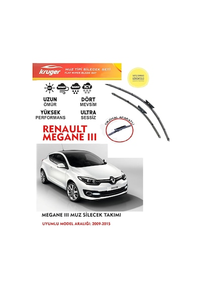 Megane 3 Ön Cam Muz Muz Silecek Silgi Silgeç Takımı 1.5 1.3 1.6 Motor Araca Özel Aparat