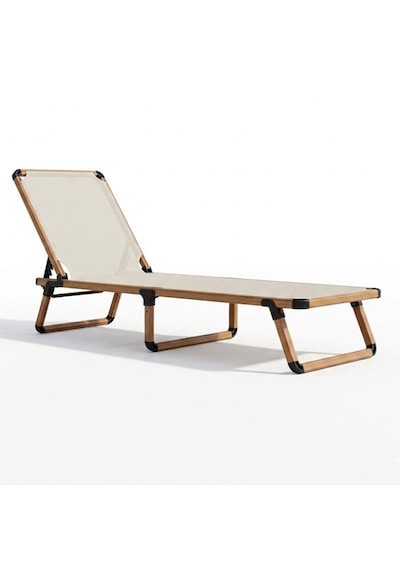 Missidea Alüminyum Katlanır Ve Taşınır Şezlong Teak+latte Bej