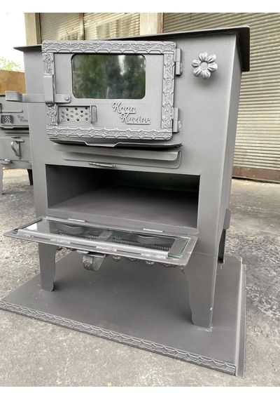 Tuğlalı Kömür Sobası Sömineli Kuzine 45' Camlı Fırınlı Soba