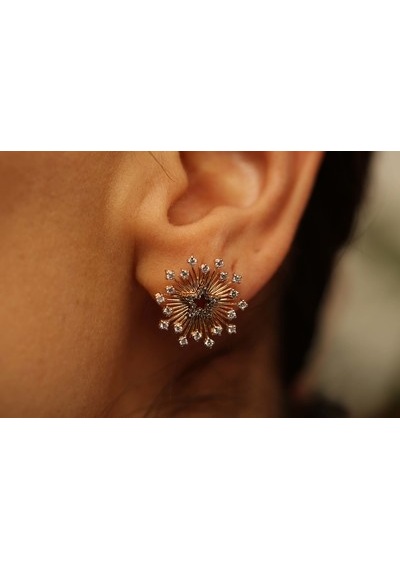 Reis Kuyumculuk T1680 Debut Earing Pembe Altın - Rose Gold Altın  Küpe