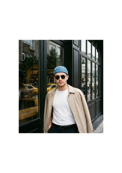Emybox Gabardin Siperliksiz Denim Kot Kumaş Denizci Miki Şapka - Ayarlanabilir Katlanabilir İç Astarlı Mavi Kot