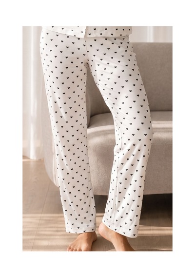 Fit Women Kadın Loose Uzun Paça Pamuk Kar Beyaz Pijama Takımı