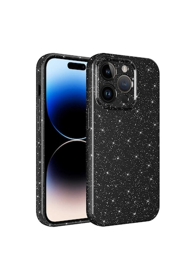 Zore İphone 14 Pro Max Uyumlu Kamera Korumalı Simli Lüks Ogaa Koton Kılıf-siyah