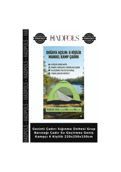 Gezinti Çadırı Sığınma Ünitesi Grup Barınağı Çadır Su Geçirmez Geniş Kampçı 6 Kişilik 220x250x150cm Çok Renkli