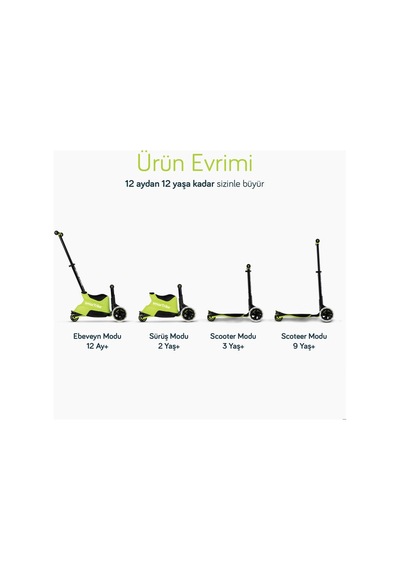 Smartrike Xtend Büyüyebilen Ride On Scooter Lime Çok Renkli