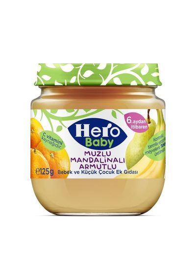 Hero Baby Kavanoz Maması 125Gr Muz Mandalin Armut