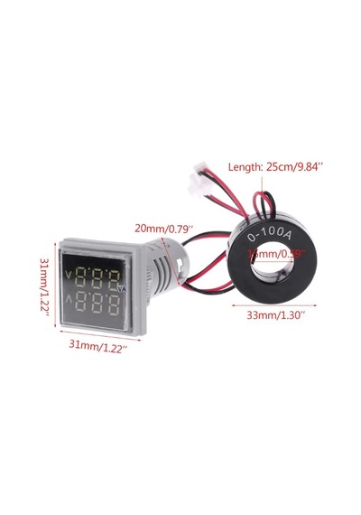 Ac 20-500v 100a Kare Dijital Voltmetre Ampermetre 220v Kırmızı Panel Montaj Led Gösterge Ekran Elektrik Voltaj Akım