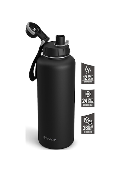 Stevig 1 Hand Leak-proof Sızdırmaz Çelik Termos 1500 Mililitre Black St-235 Çok Renkli