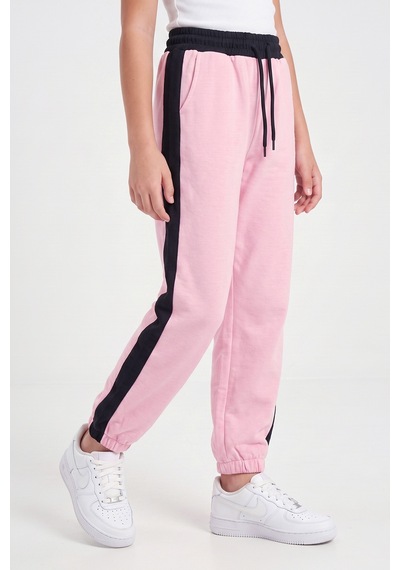 Fyk Kids Kız Çocuk Fitilli Crop Ve Şerit Detaylı Eşofman Takımı Seti Pembe