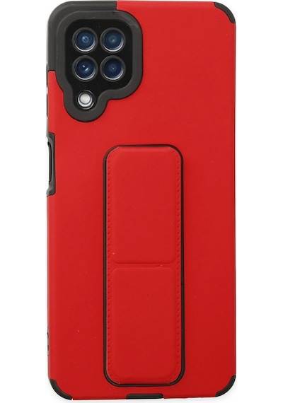 Drnds Newface Samsung Uyumlu Galaxy A22 Kılıf Mega Standlı Silikon - Kırmızı