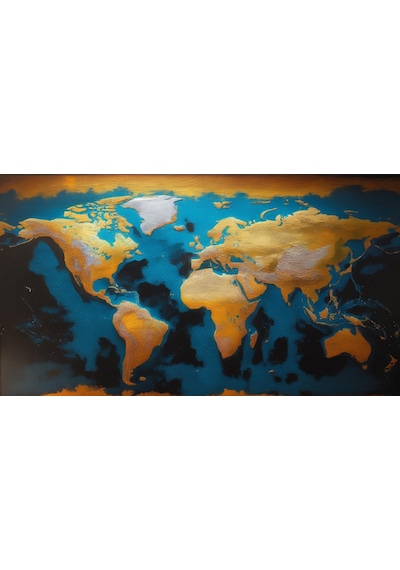 Dünya Harita Tablosu 06 Çerçevesiz 90x60cm Pvc Tablo