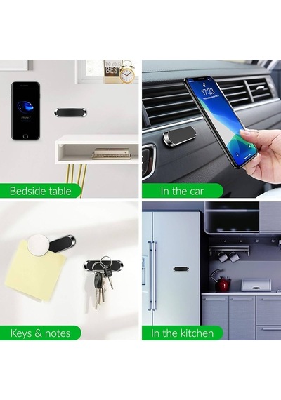 Manyetik Telefon Tutucu, Gümüş Ve Siyah, Araç İçi Kullanım, Oval Tasarım 2 Mixed