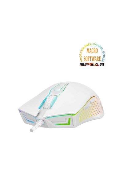 Smx-g68 Spear Full Rgb 7200dpı 7d Makrolu Gaming Oyuncu Mouse Beyaz