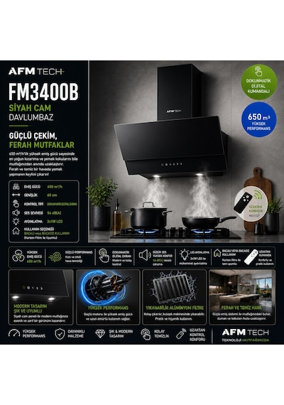 Eminçelik Ve AFM Roetto FM7600 - 31 222 - FM3400B Siyah 3'lü Ankastre Set