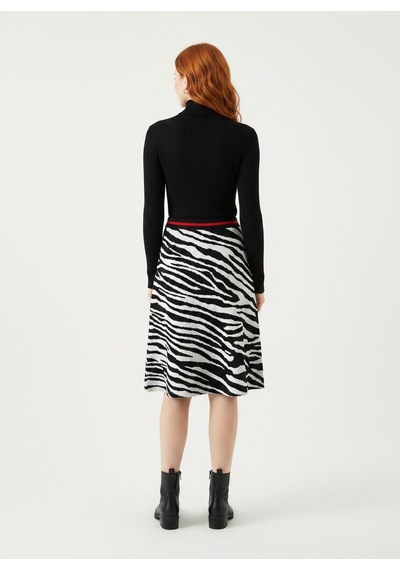 Neden Tekstil Kadın Zebra Desenli Midi Etek - Çok Renkli