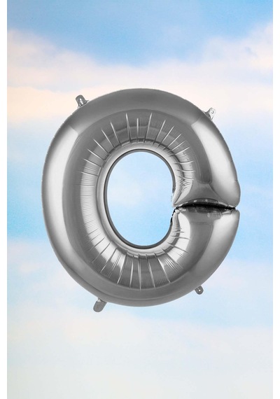 O Harfi Gümüş Folyo Balon 100 Cm 40 Inç 1 Metre Silver Çok Renkli