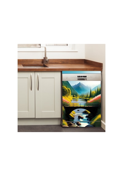 Lacivert Minimal Geometrik Bulaşık Makinesi Kaplama Sticker Kendinden Yapışkanlı Folyo 75x75 Cm