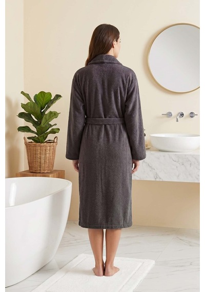 Antrasit Şalyaka %100 Pamuklu Bornoz L-xl