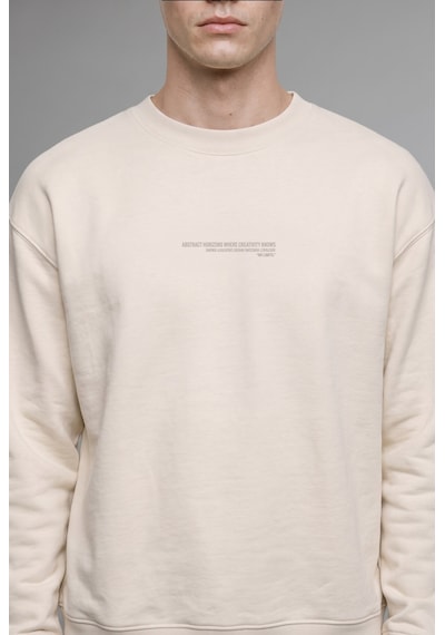 Defacto Boxy Fit Bisiklet Yaka Baskılı Sweatshirt X8282az25aubg672 Bej